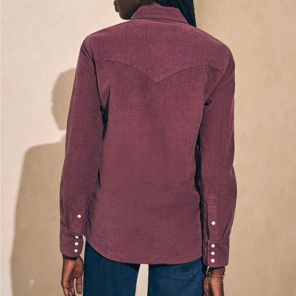 Faherty Stretch‎ Cord Western Shirt Catawaba Grape Purple Corduroy Size Small - Picture 2 of 16